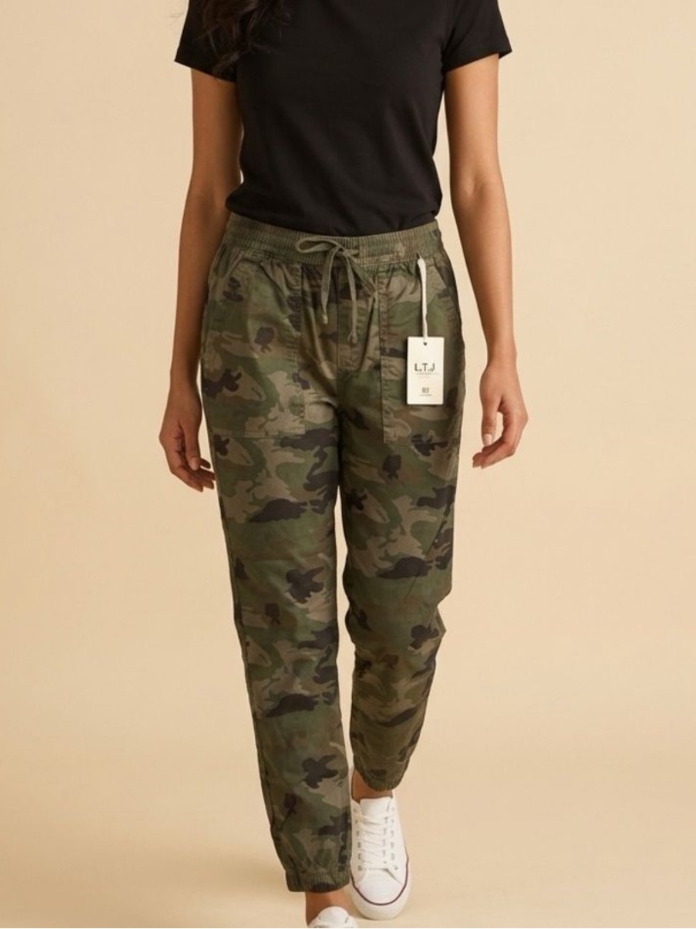 NWT Anthropologie Women’s Pull On Drawstring Camo Pants Pockets - Size Small